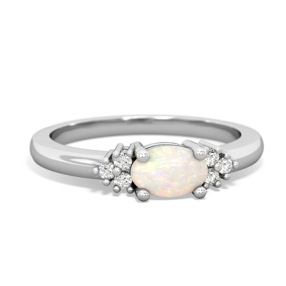 Opal Simply Elegant East-West 14K White Gold ring R2480