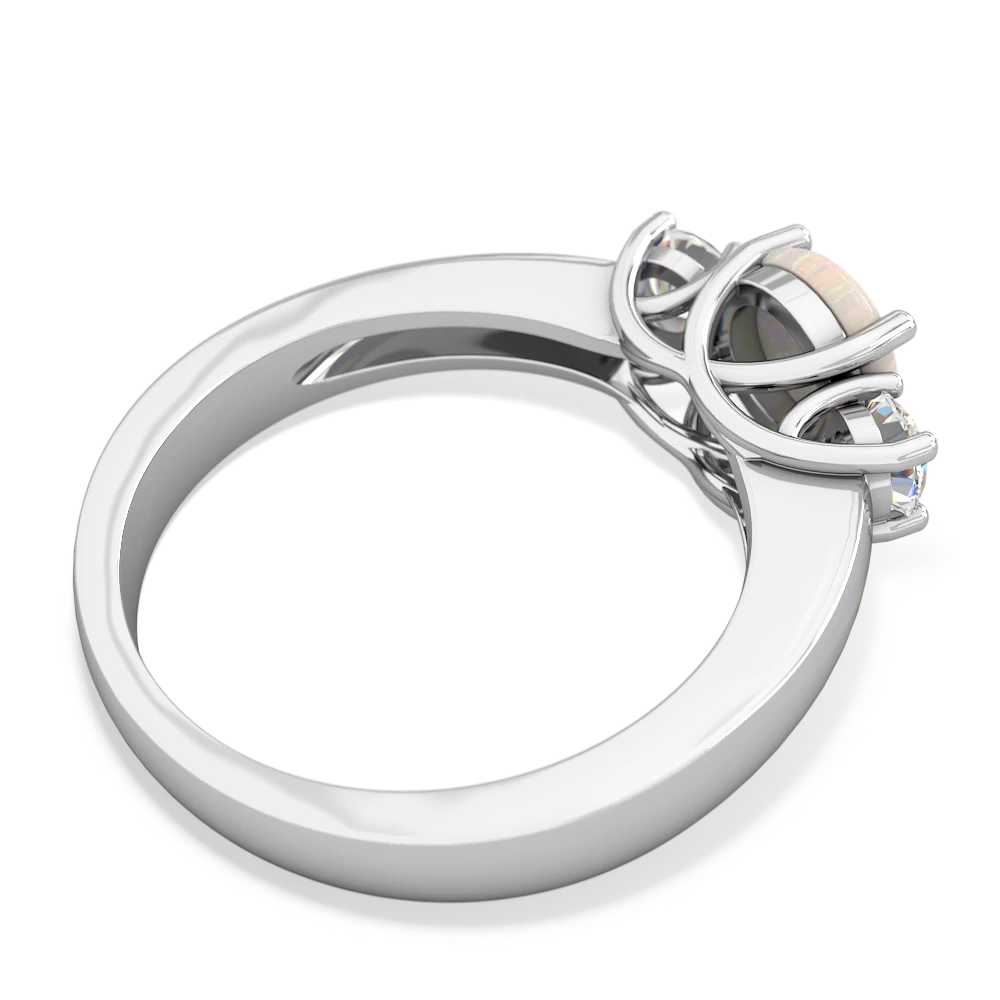 Opal Diamond Three Stone Round Trellis 14K White Gold ring R4018