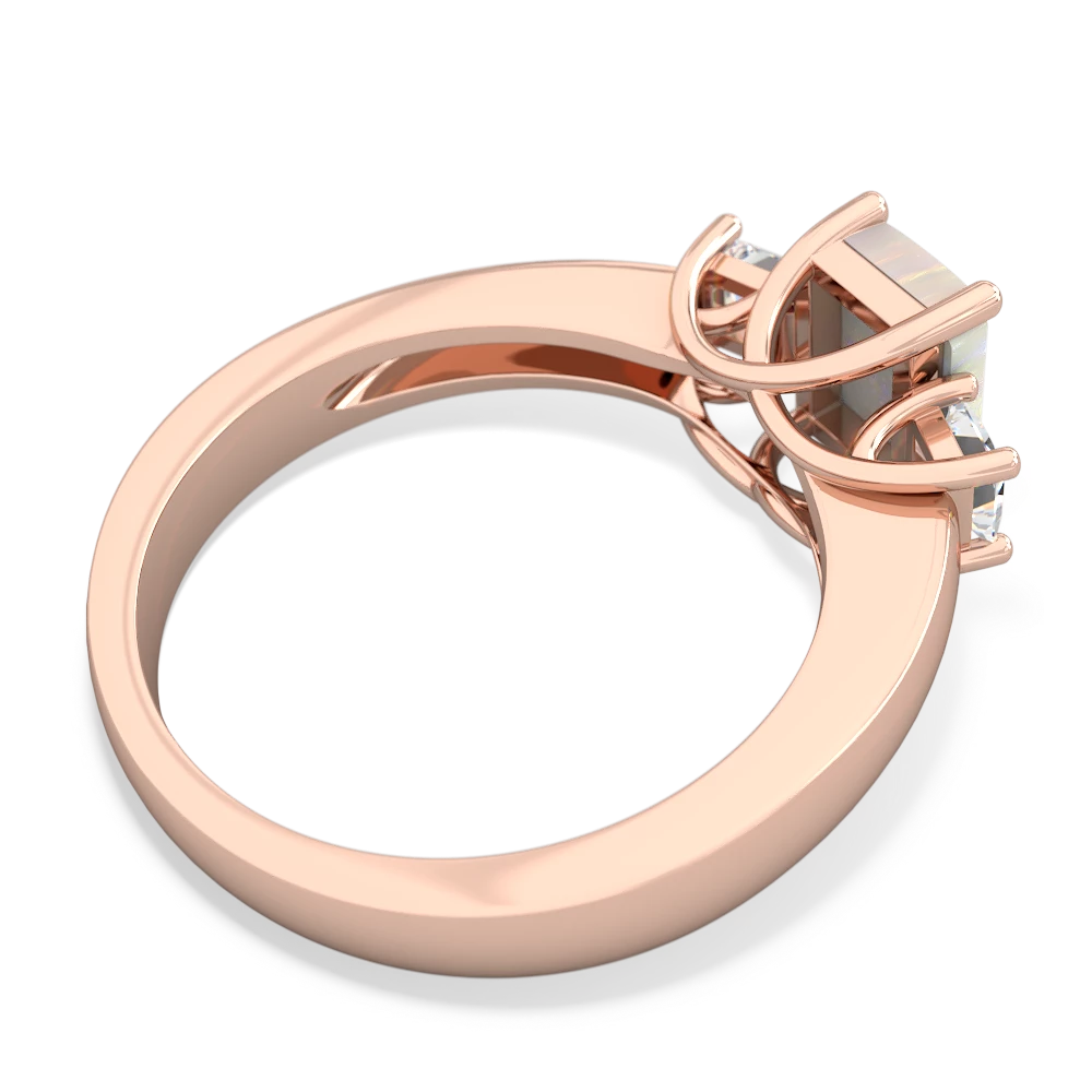 Opal Diamond Three Stone Emerald-Cut Trellis 14K Rose Gold ring R4021