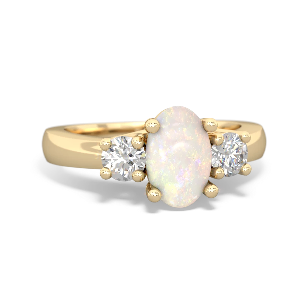 Opal Three Stone Trellis 14K Yellow Gold ring R4024