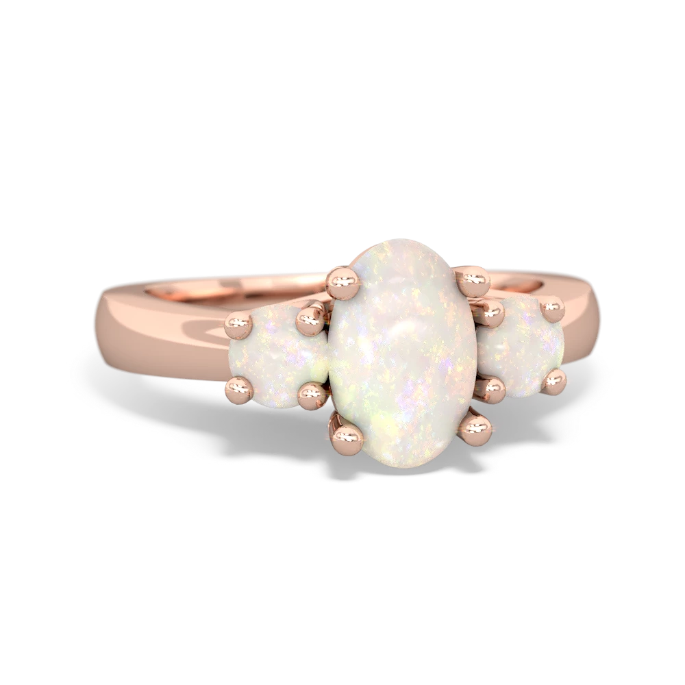 Opal Three Stone Oval Trellis 14K Rose Gold ring R4024