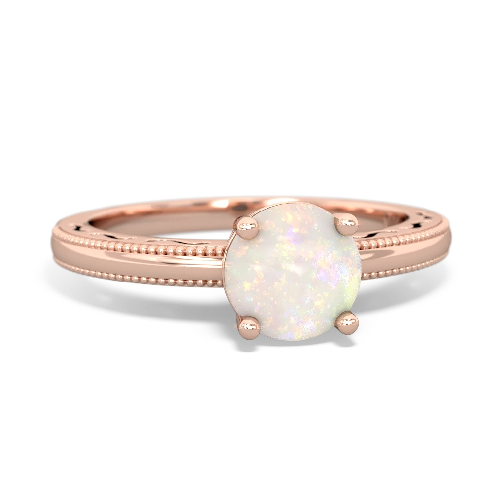 Opal Milgrain Filigree 14K Rose Gold ring R5090