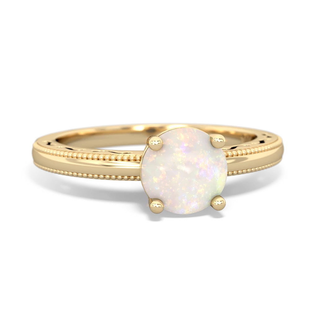 Opal Milgrain Filigree 14K Yellow Gold ring R5090