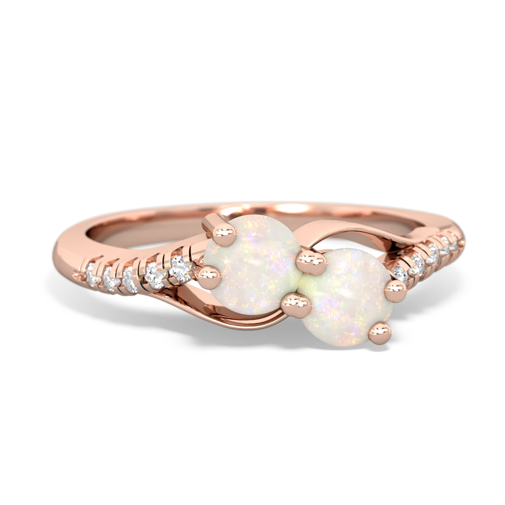 Opal Infinity Pave Two Stone 14K Rose Gold ring R5285