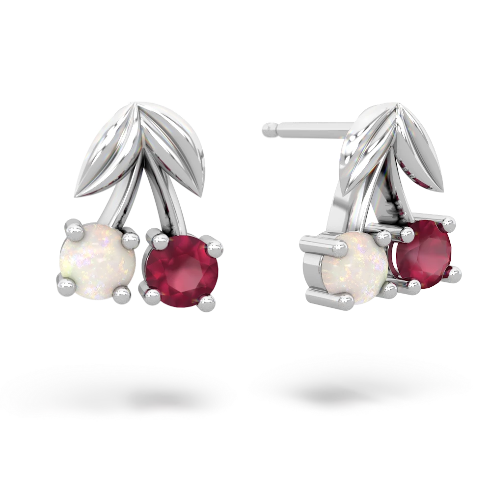 Opal Sweet Cherries 14K White Gold earrings E7001