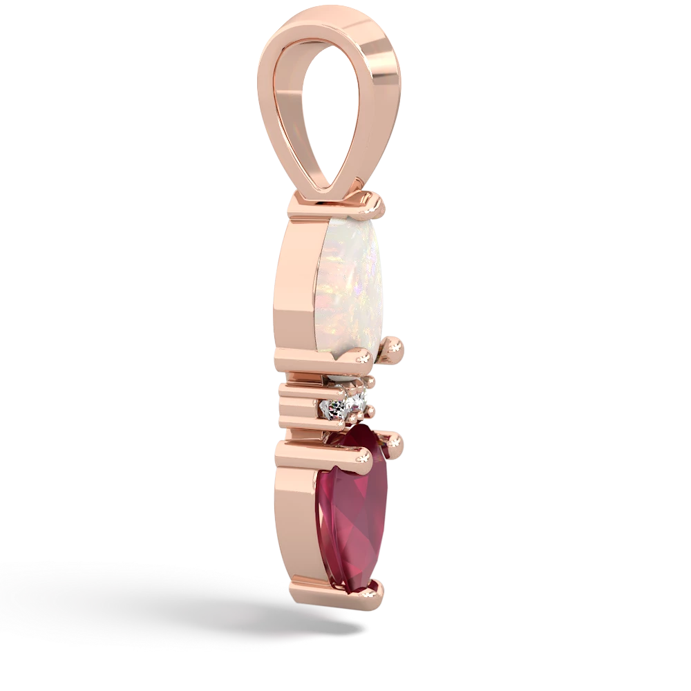 Opal Bowtie Drop 14K Rose Gold pendant P0865