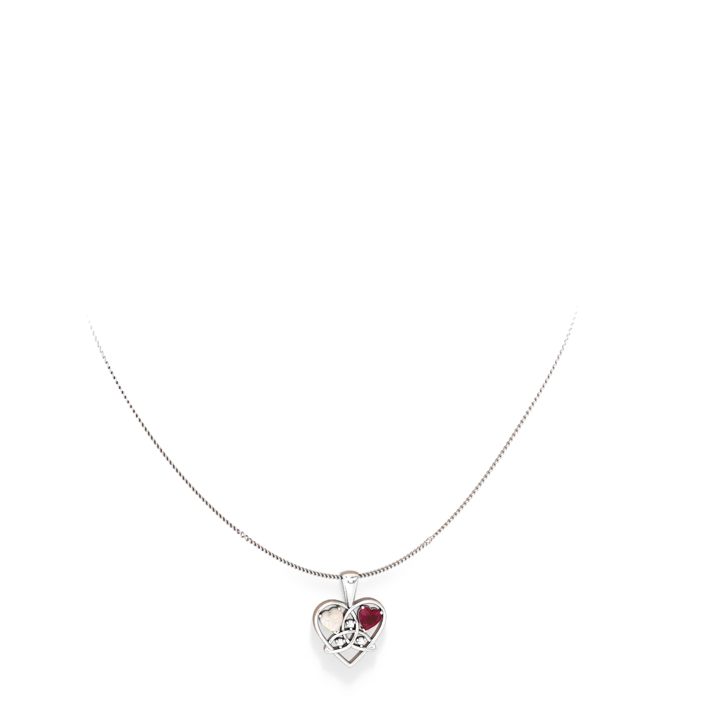 Opal Celtic Trinity Heart 14K White Gold pendant P5331