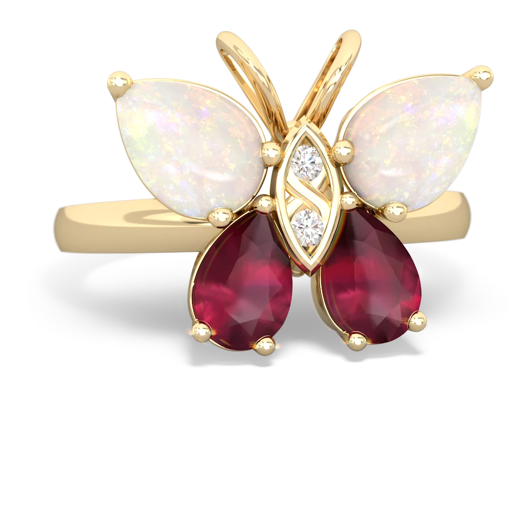 Opal Butterfly 14K Yellow Gold ring R2215