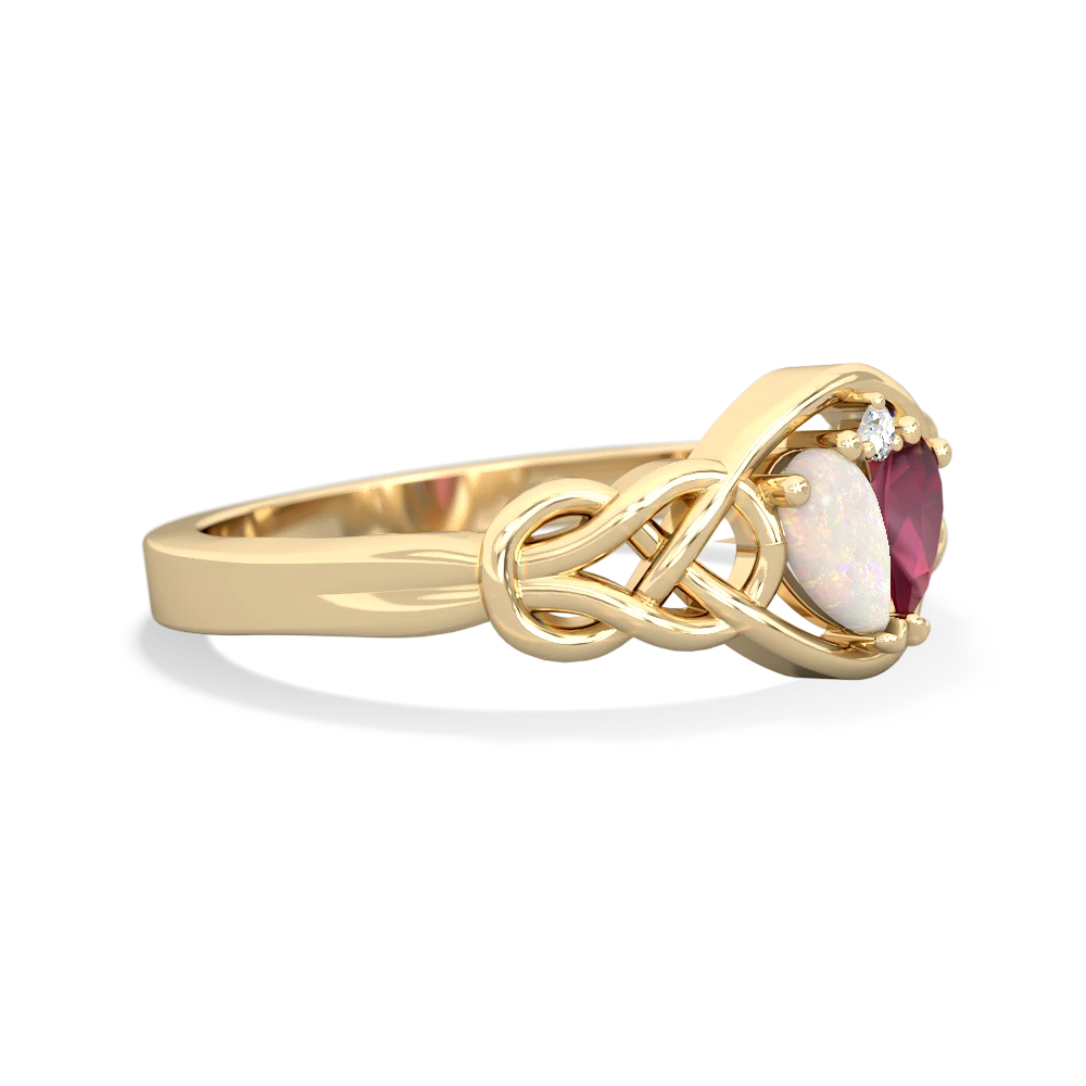 Opal Celtic Love Knot 14K Yellow Gold ring R5420