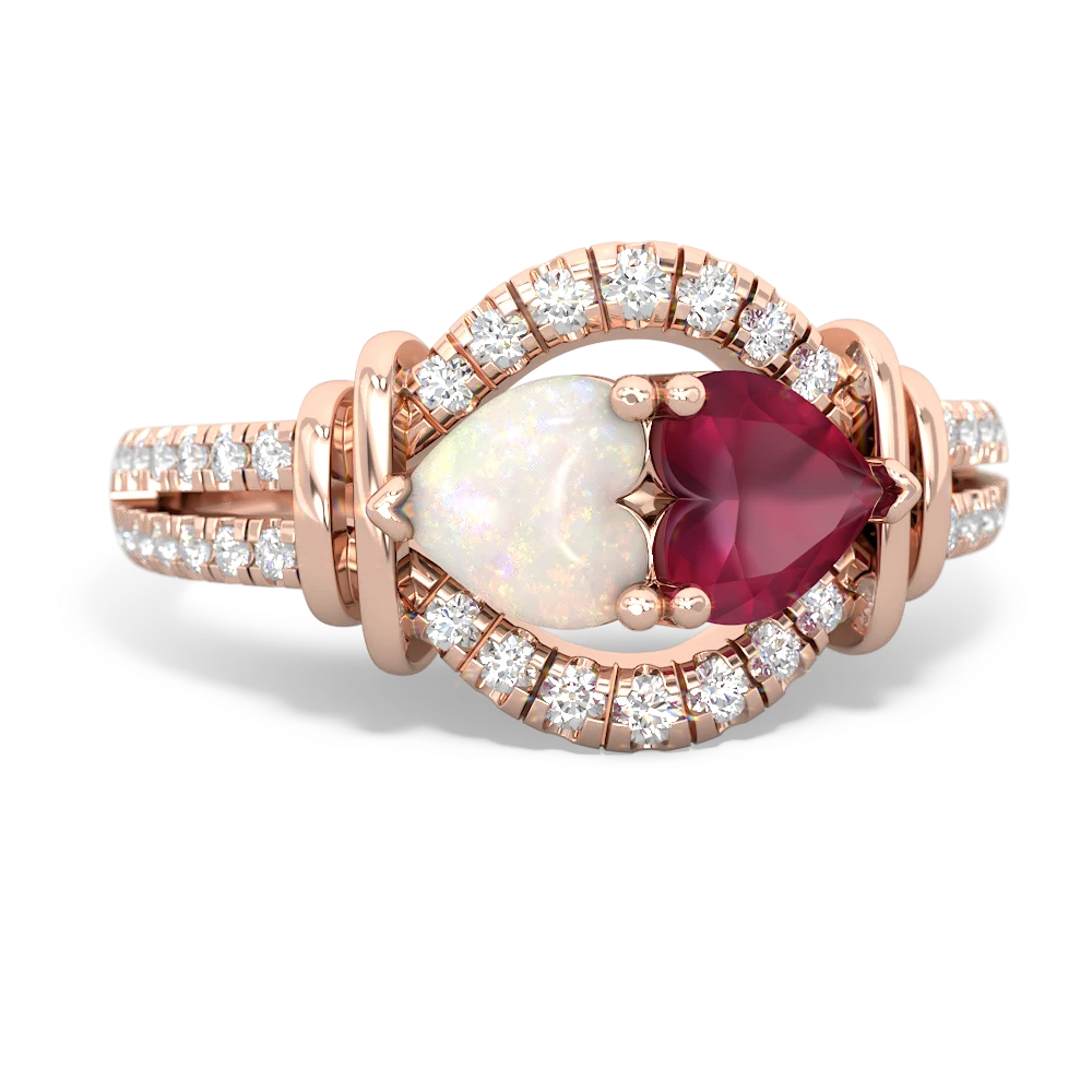 Opal Art-Deco Keepsake 14K Rose Gold ring R5630