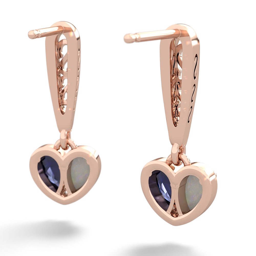 Opal Filligree Heart 14K Rose Gold earrings E5070