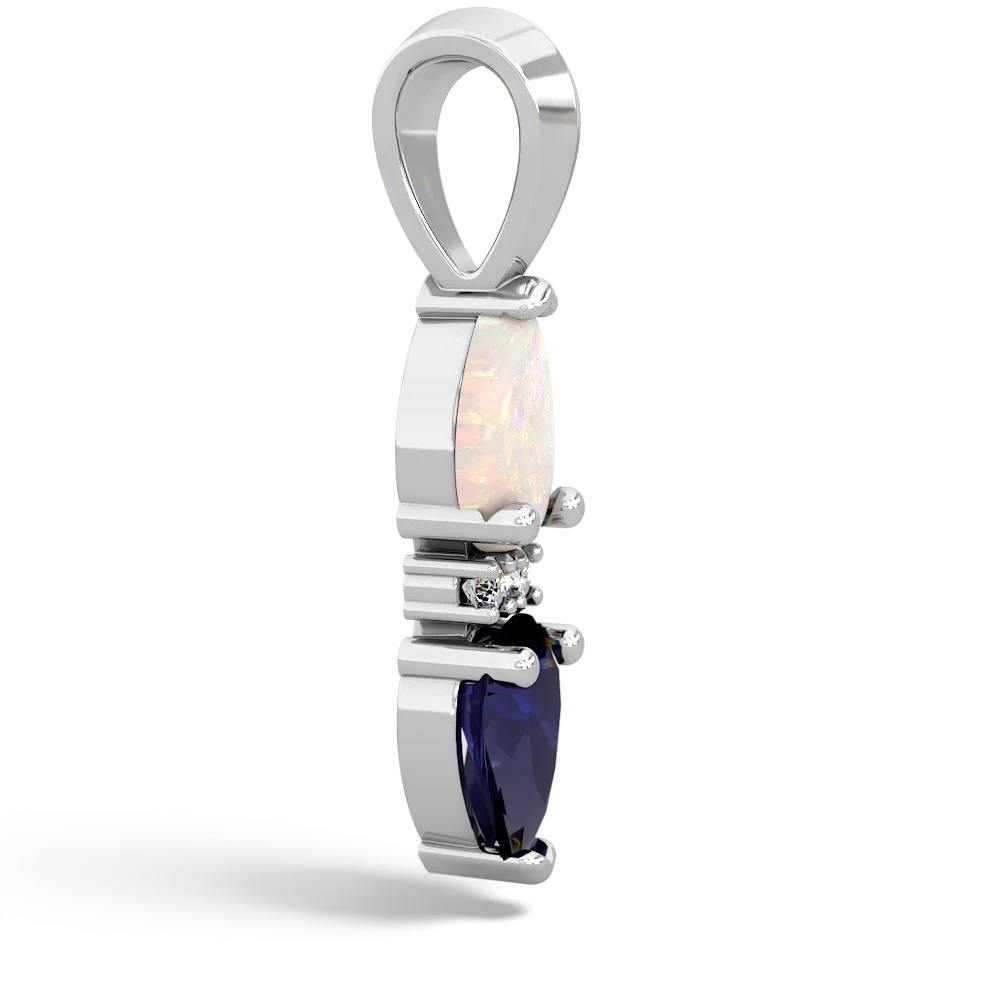 Opal Bowtie Drop 14K White Gold pendant P0865