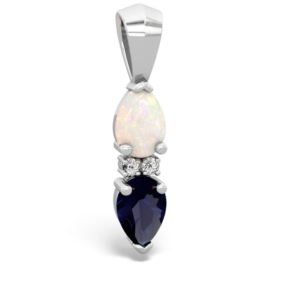 Opal Bowtie Drop 14K White Gold pendant P0865