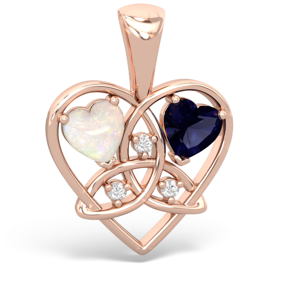 Opal Celtic Trinity Heart 14K Rose Gold pendant P5331