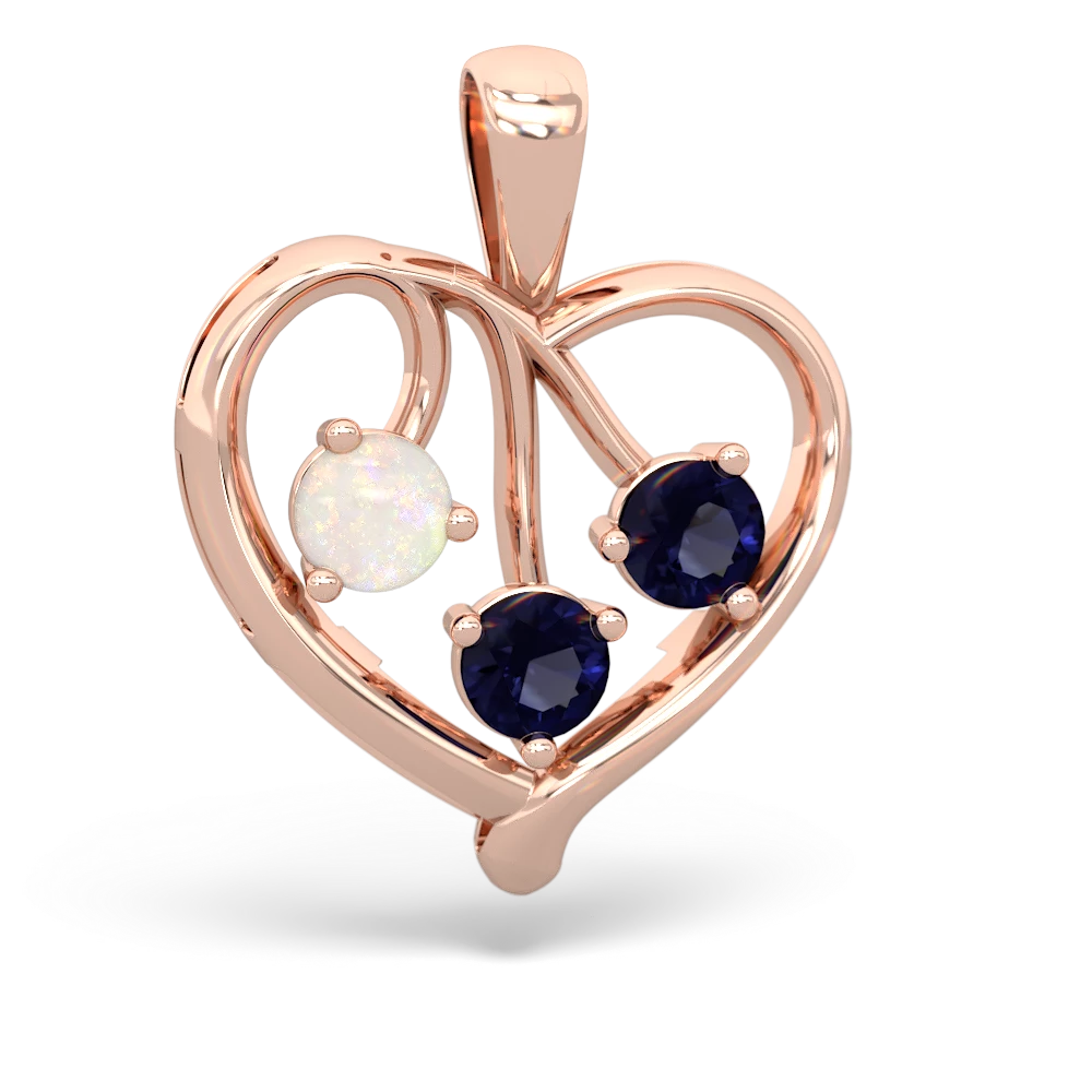 Opal Glowing Heart 14K Rose Gold pendant P2233