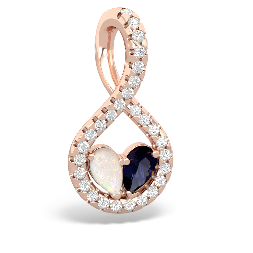 Opal Pave Twist 'One Heart' 14K Rose Gold pendant P5360