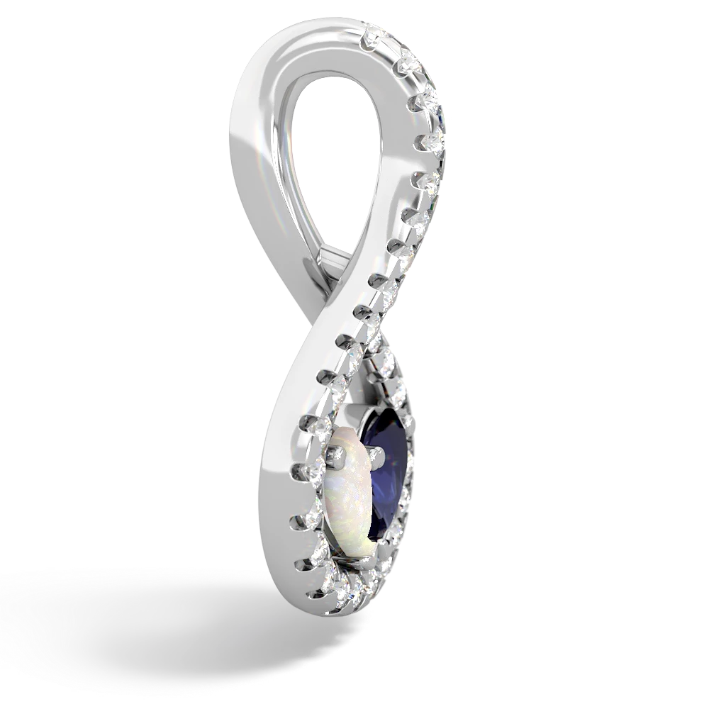 Opal Pave Twist 'One Heart' 14K White Gold pendant P5360