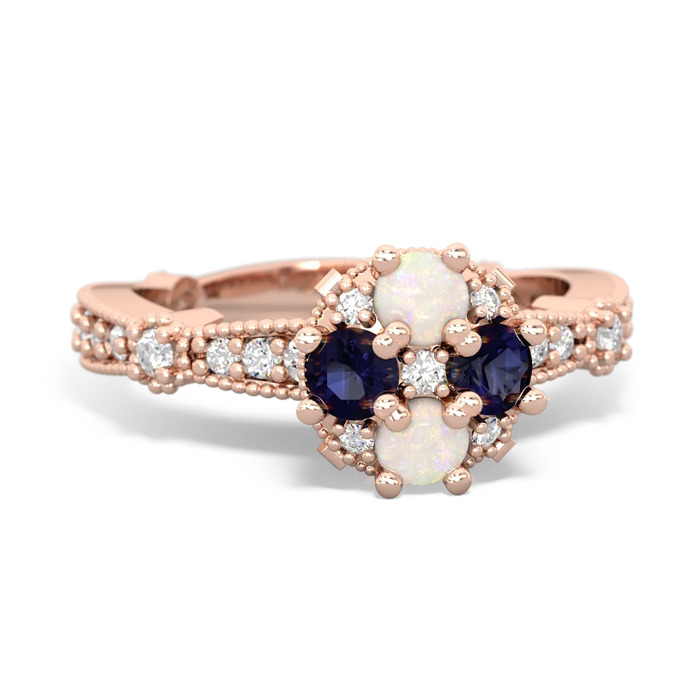 Opal Sparkling Tiara Cluster 14K Rose Gold ring R26293RD