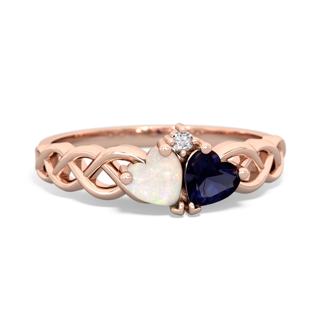 Opal Heart To Heart Braid 14K Rose Gold ring R5870