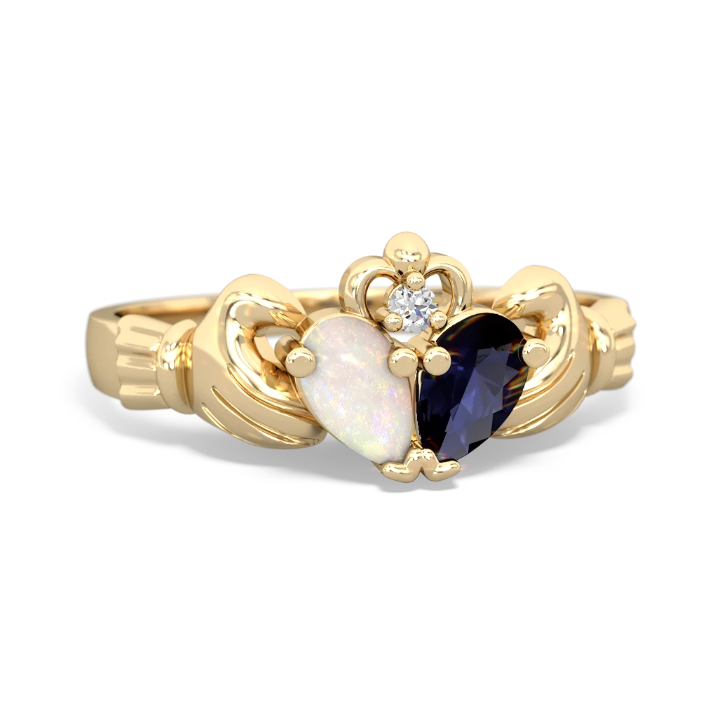 Opal 'Our Heart' Claddagh 14K Yellow Gold ring R2388