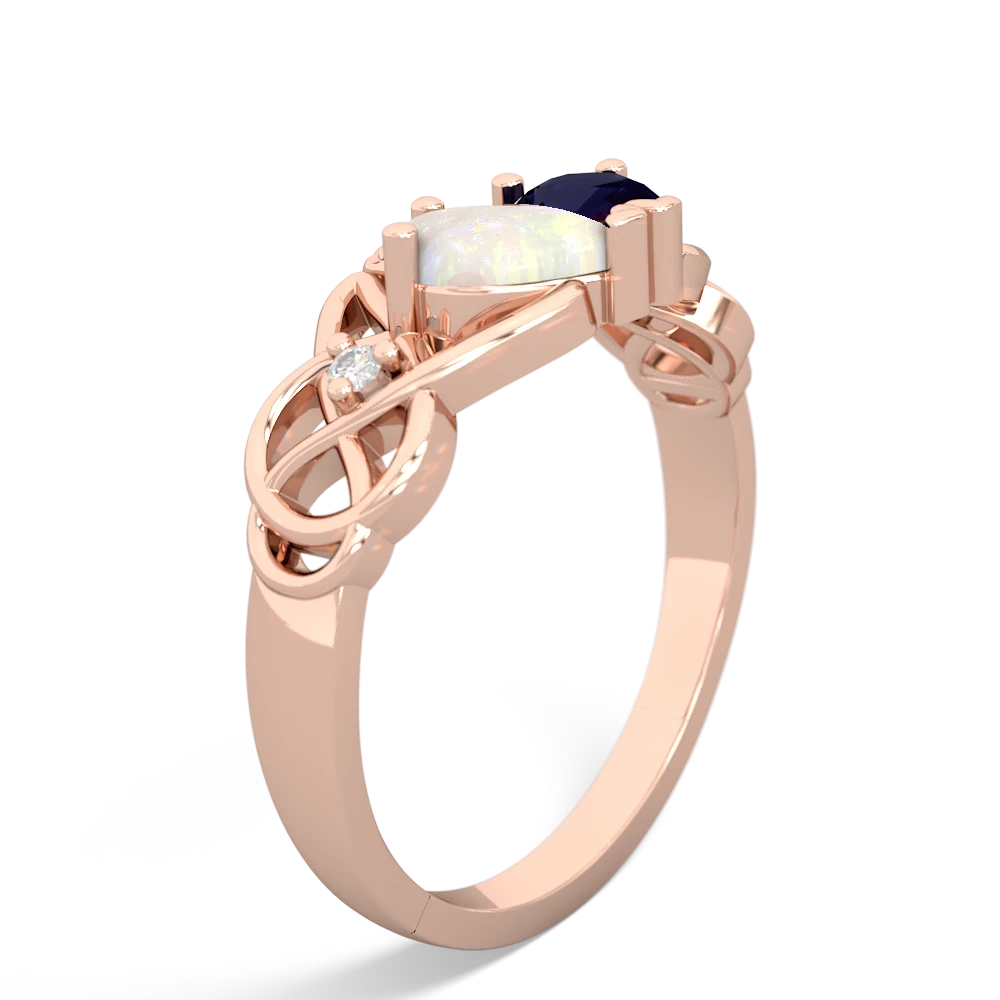 Opal 'One Heart' Celtic Knot Claddagh 14K Rose Gold ring R5322