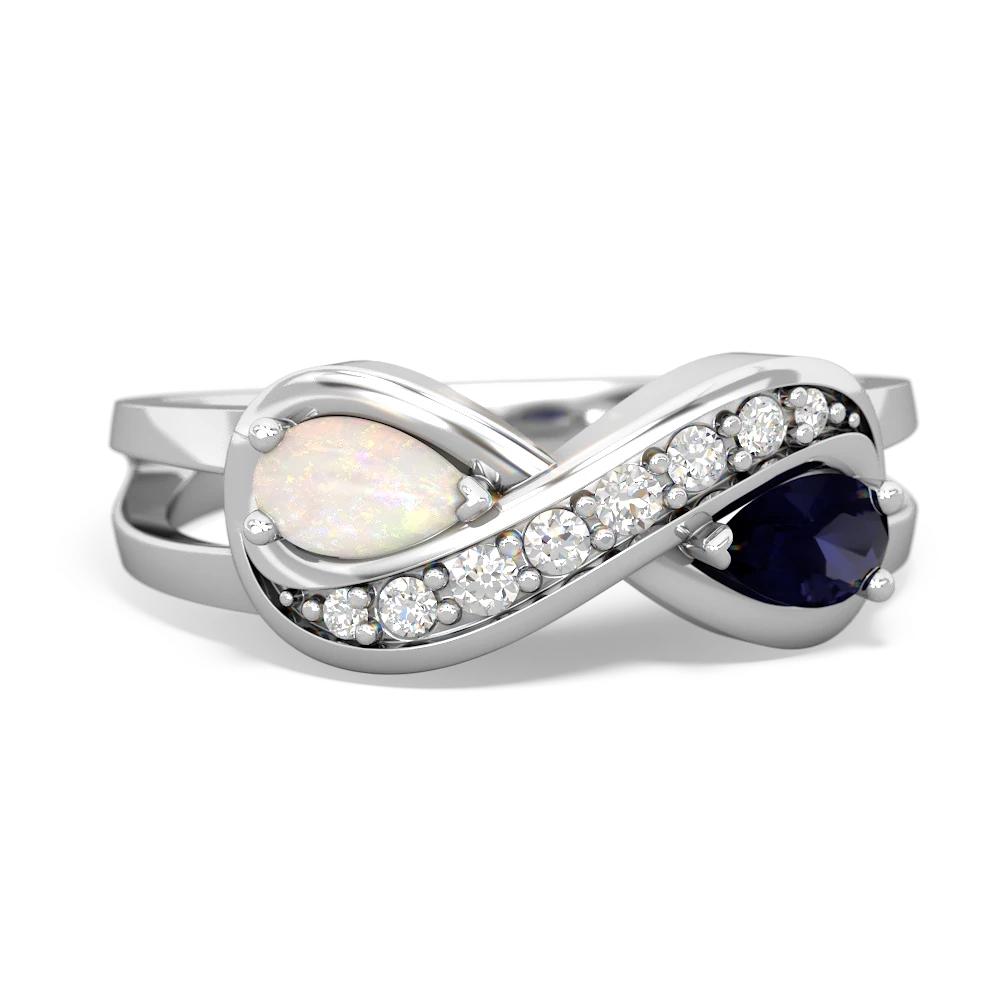 Opal Diamond Infinity 14K White Gold ring R5390