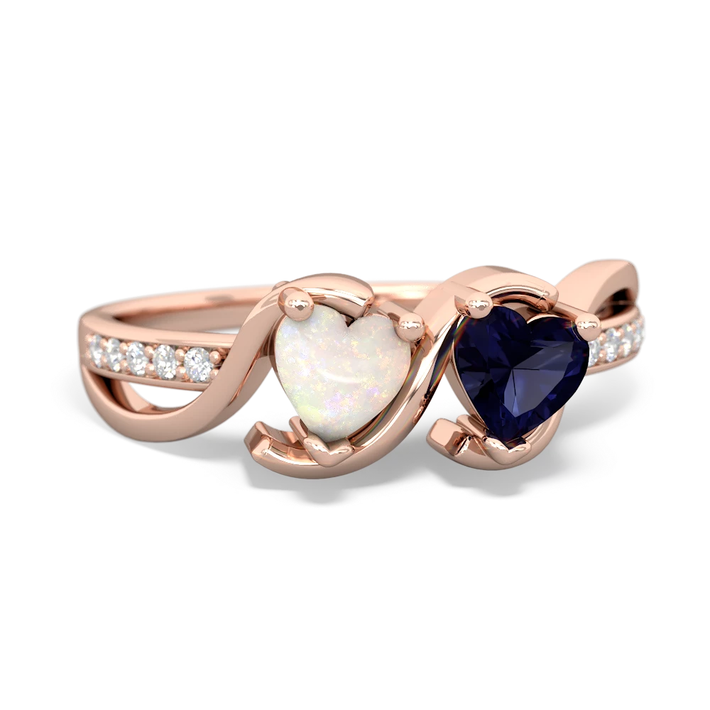 Opal Side By Side 14K Rose Gold ring R3090