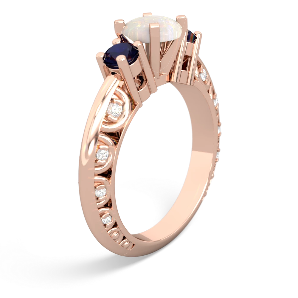 Opal Art Deco Eternal Embrace Engagement 14K Rose Gold ring C2003