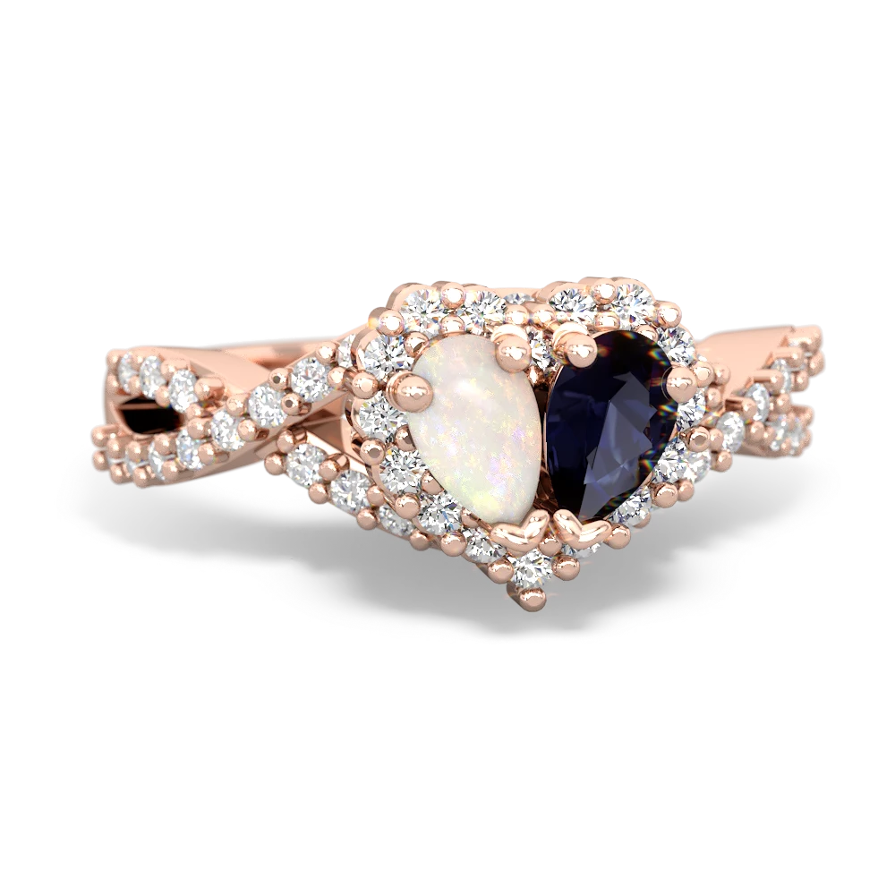 Opal Diamond Twist 'One Heart' 14K Rose Gold ring R2640HRT