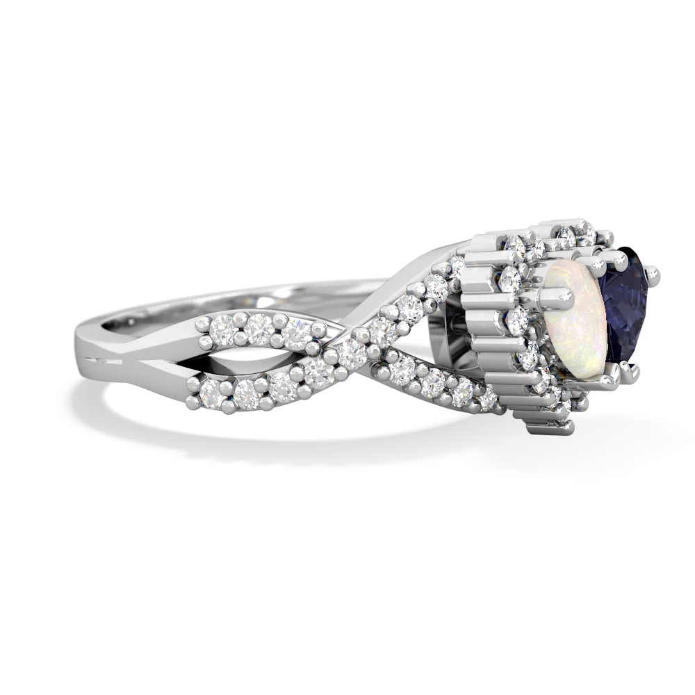 Opal Diamond Twist 'One Heart' 14K White Gold ring R2640HRT