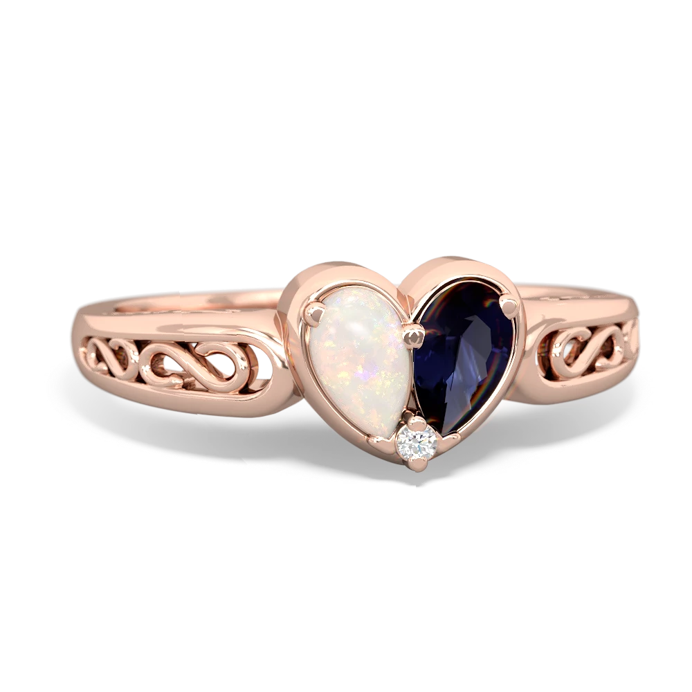 Opal Filligree 'One Heart' 14K Rose Gold ring R5070