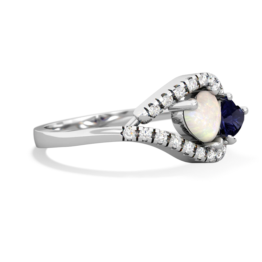 Opal Mother And Child 14K White Gold ring R3010