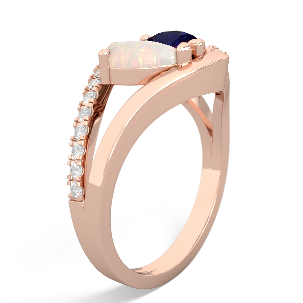 Opal Nestled Heart Keepsake 14K Rose Gold ring R5650