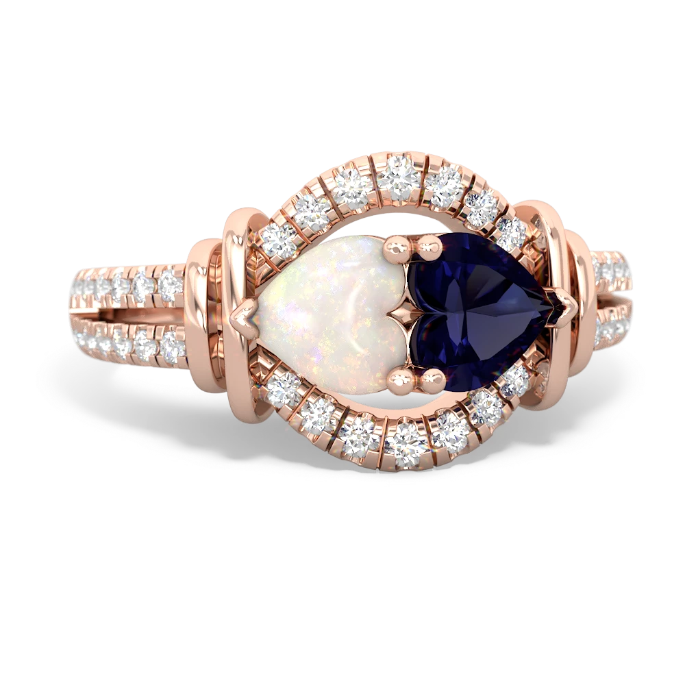 Opal Art-Deco Keepsake 14K Rose Gold ring R5630