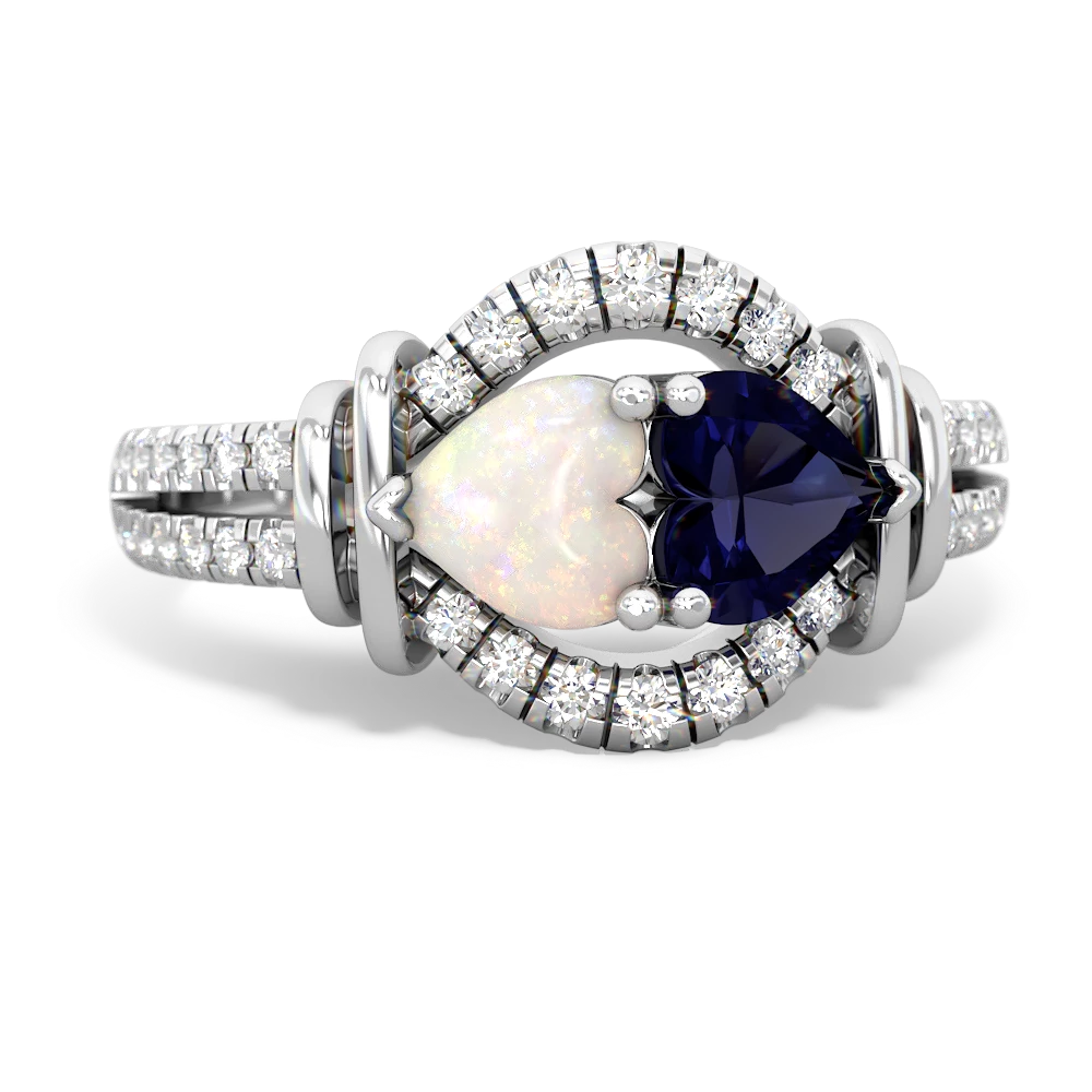 Opal Art-Deco Keepsake 14K White Gold ring R5630