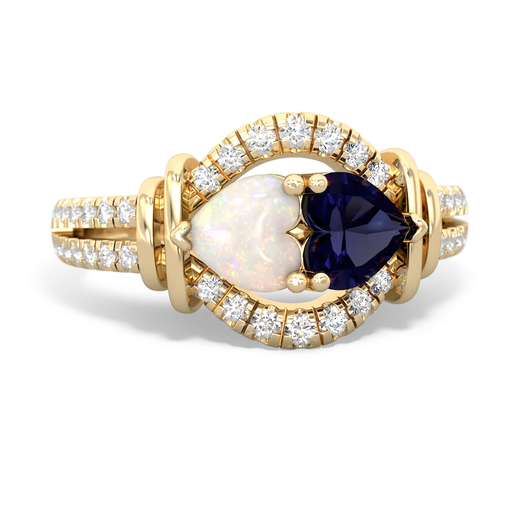 Opal Art-Deco Keepsake 14K Yellow Gold ring R5630