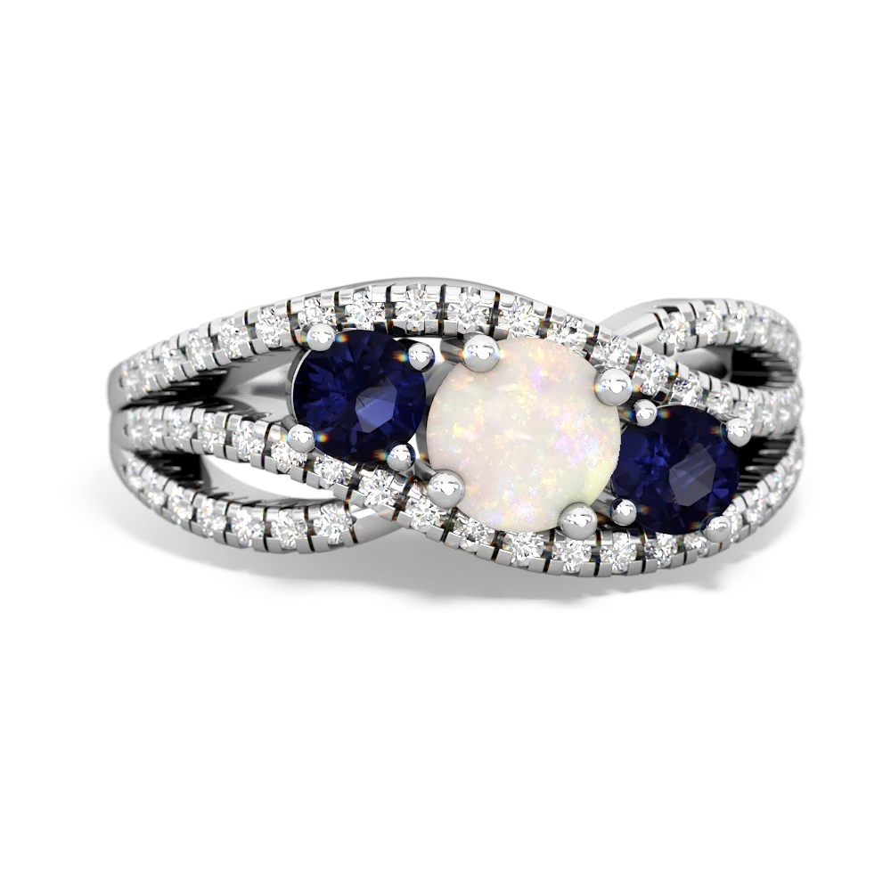 Opal Three Stone Aurora 14K White Gold ring R3080