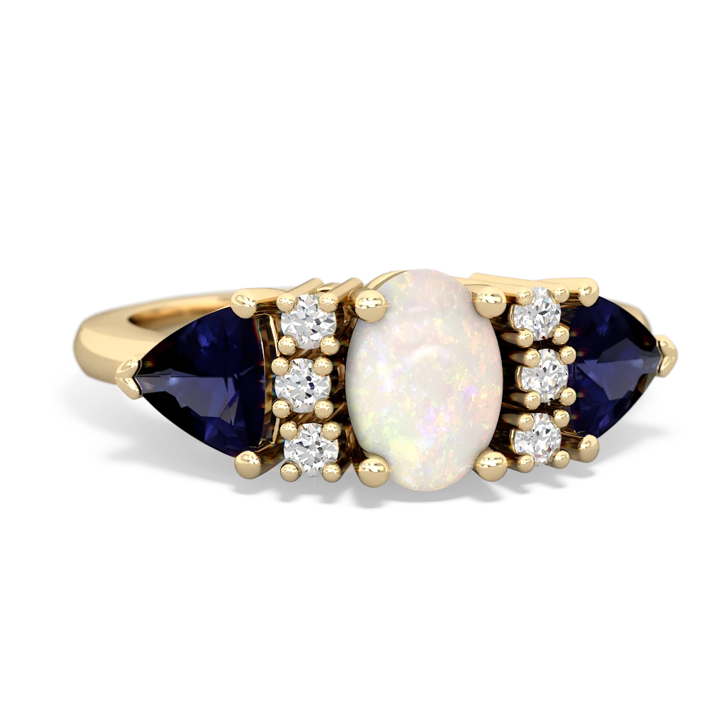 Opal Antique Style Three Stone 14K Yellow Gold ring R2186