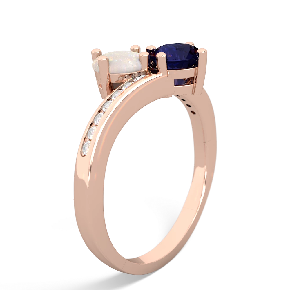 Opal Channel Set Two Stone 14K Rose Gold ring R5303