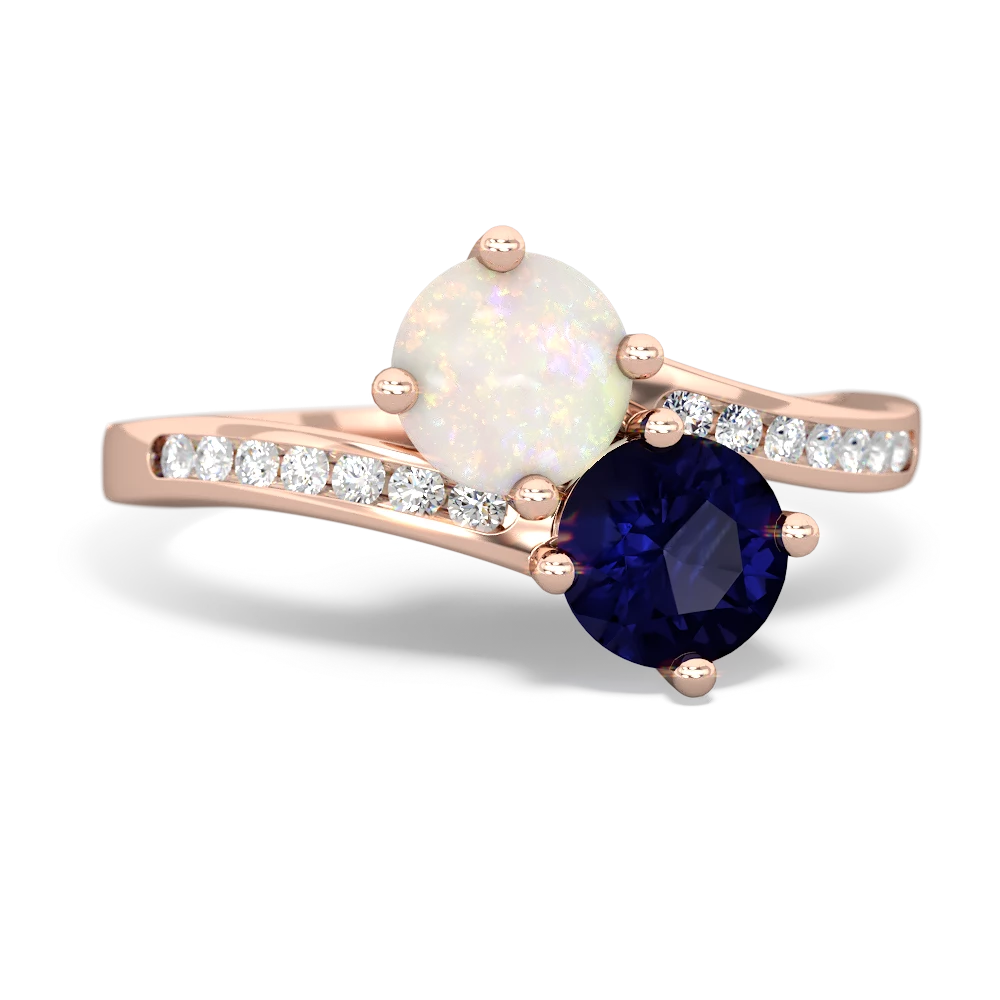 Opal Channel Set Two Stone 14K Rose Gold ring R5303