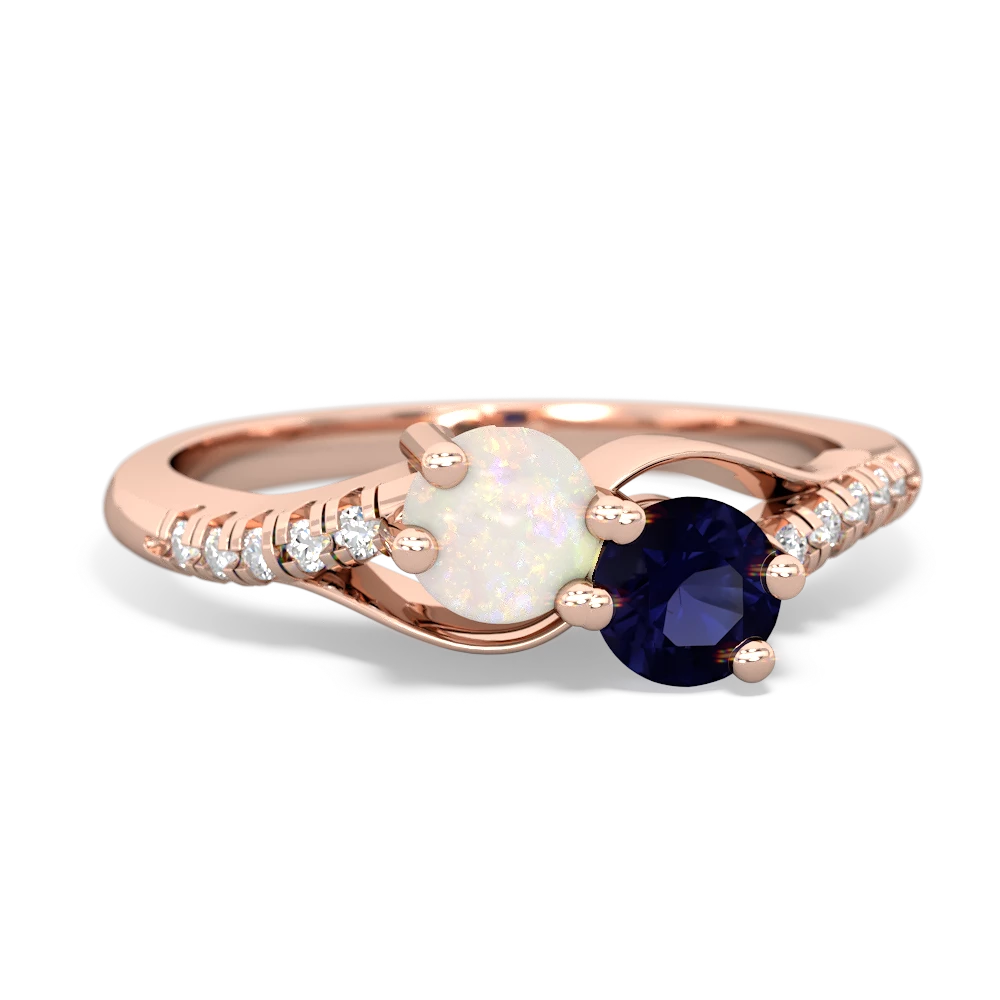 Opal Infinity Pave Two Stone 14K Rose Gold ring R5285