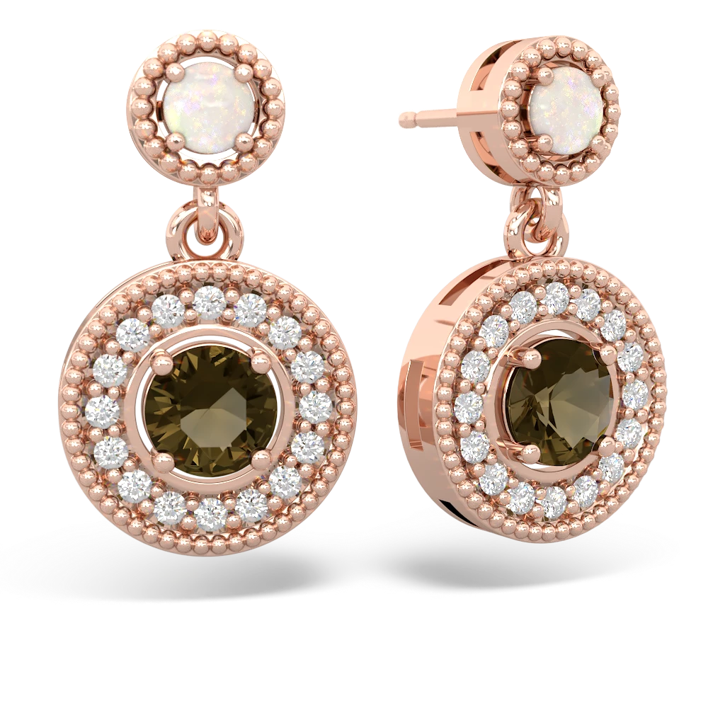 Opal Halo Dangle 14K Rose Gold earrings E5319