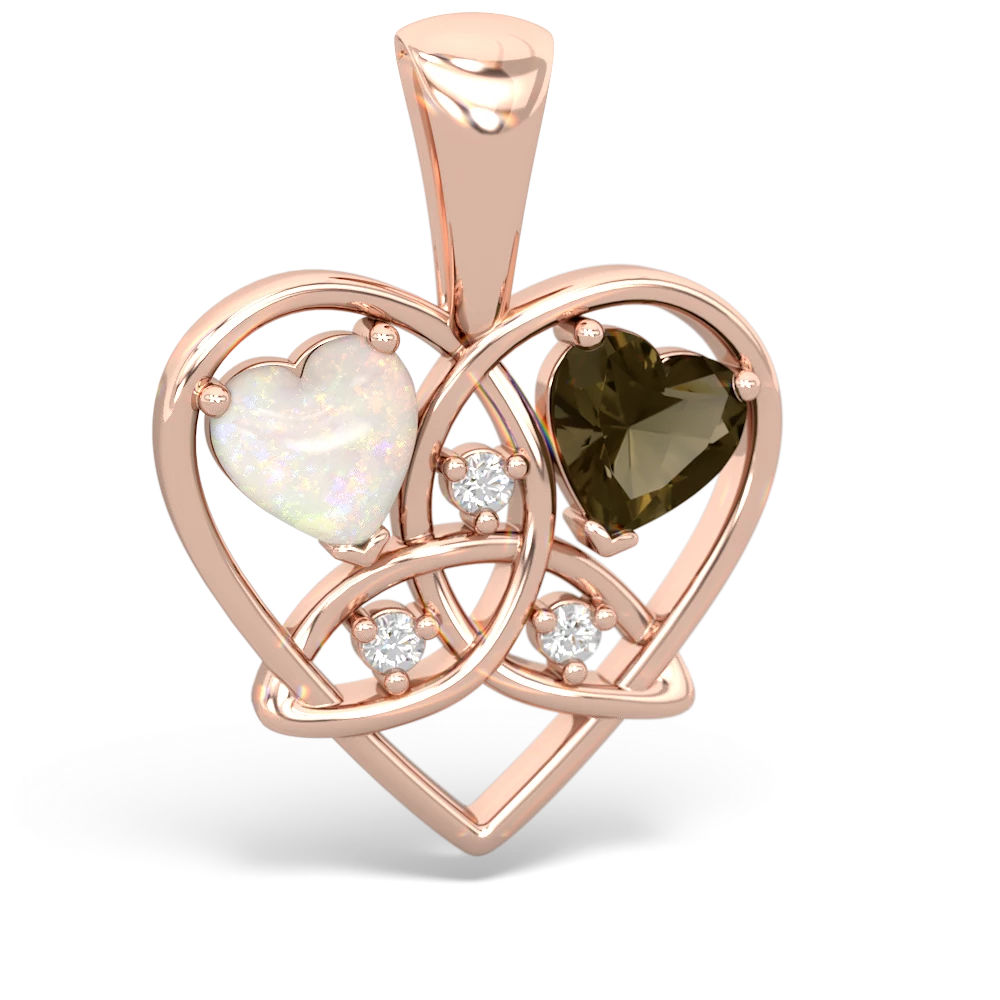 Opal Celtic Trinity Heart 14K Rose Gold pendant P5331