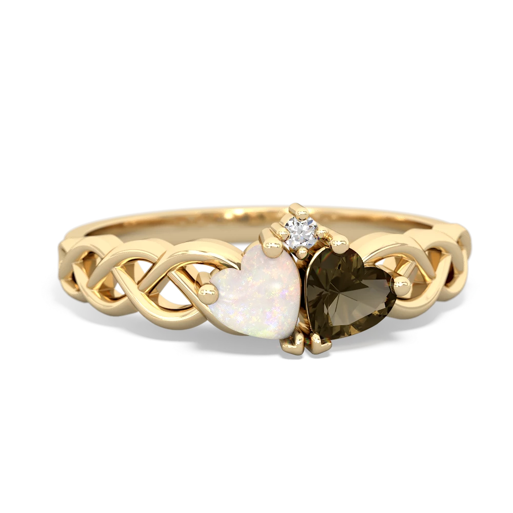 Opal Heart To Heart Braid 14K Yellow Gold ring R5870