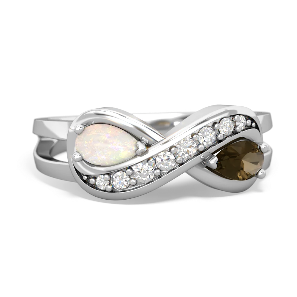 Opal Diamond Infinity 14K White Gold ring R5390
