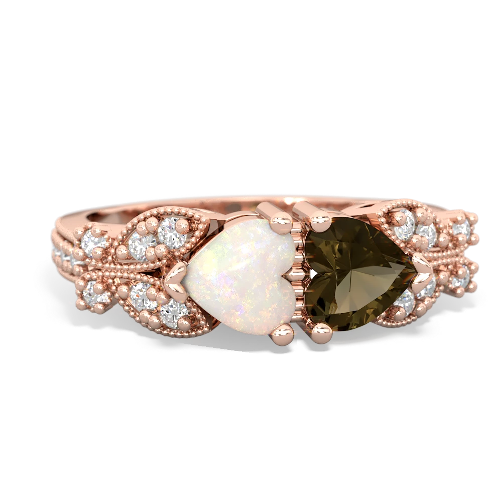 Opal Diamond Butterflies 14K Rose Gold ring R5601