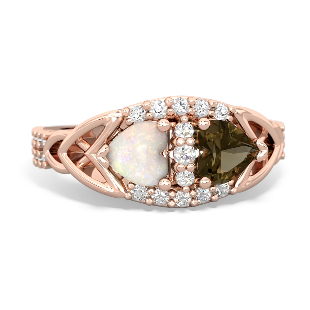 Opal Sparkling Celtic Knot 14K Rose Gold ring R2645