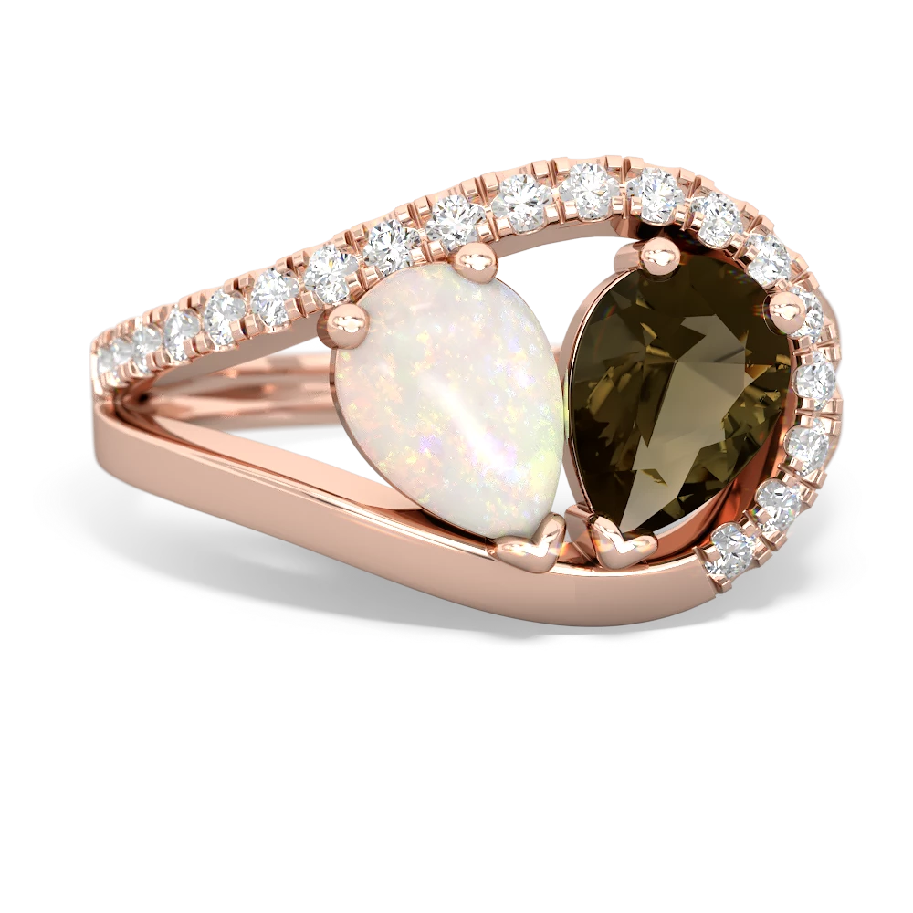 Opal Nestled Heart Keepsake 14K Rose Gold ring R5650