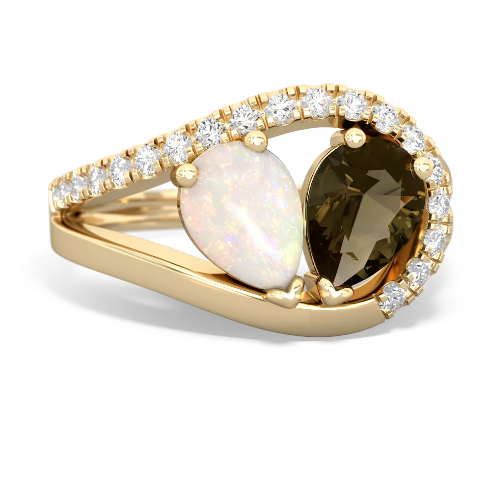 Opal Nestled Heart Keepsake 14K Yellow Gold ring R5650