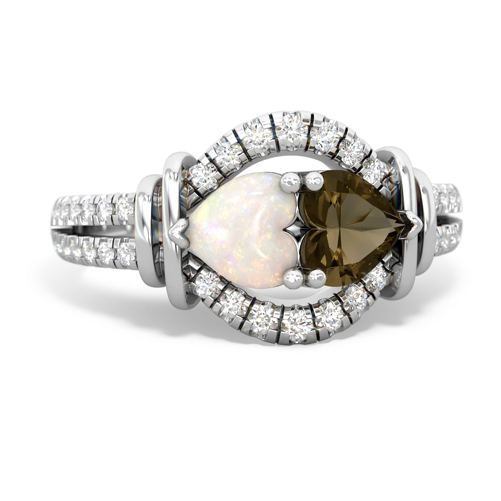 Opal Art-Deco Keepsake 14K White Gold ring R5630